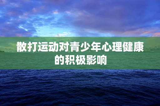 散打运动对青少年心理健康的积极影响